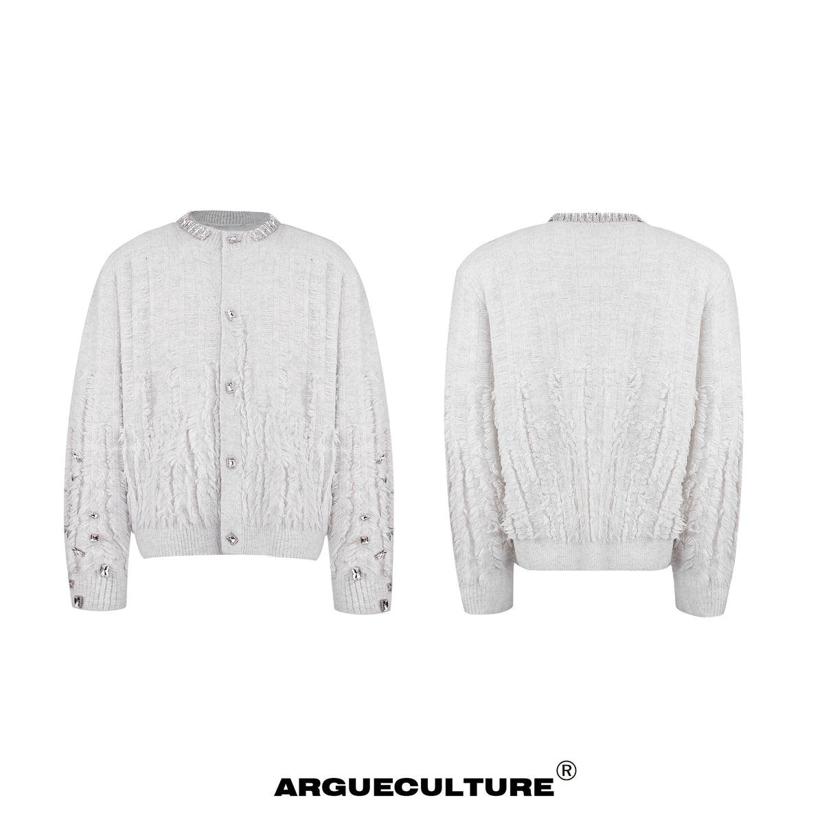 Rhinestone Distressed Knit Cardigan - product image 5