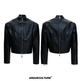 Cropped Matte Faux Leather Rivet Jacket - product image 5