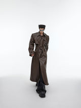 Deconstructed PU Leather Long Coat - product image 0