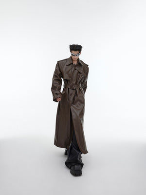 Deconstructed PU Leather Long Coat - product image 0