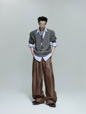 Relaxed Faux-Layer Cable-Knit Sweater - product image 4
