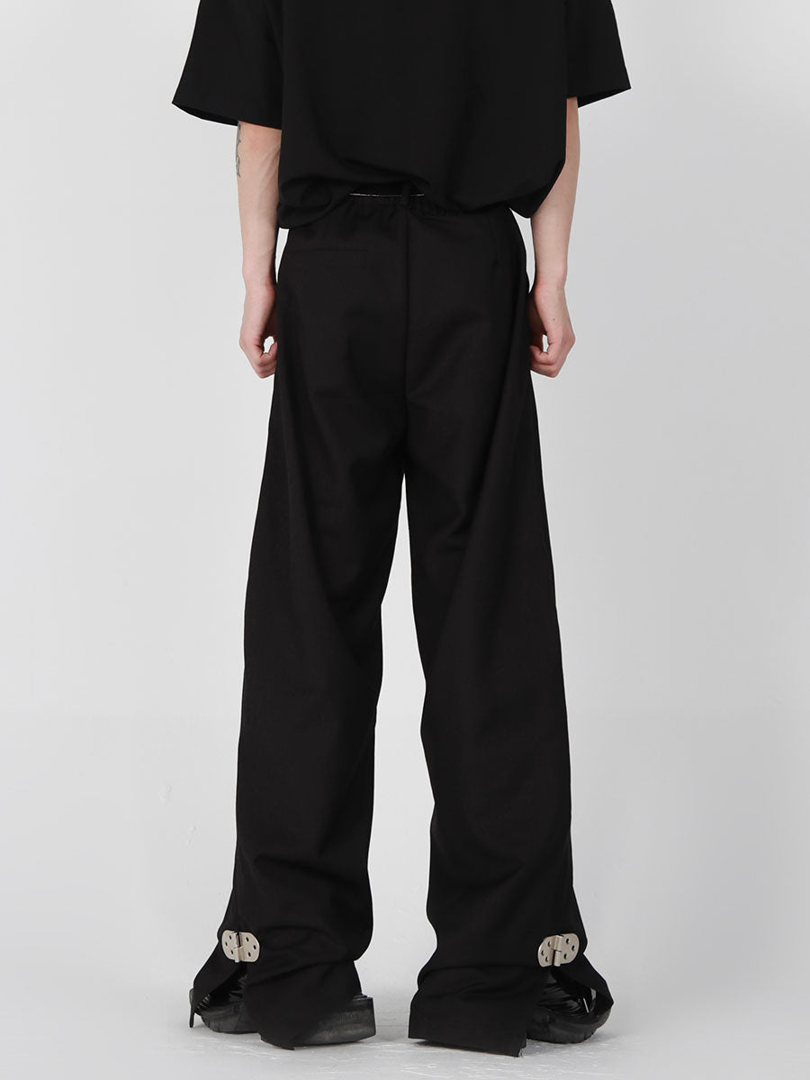 Black Metal-Button Straight-Leg Trousers - product image 5