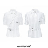 Striped Belted Short-Sleeve Shirt - variant image 7