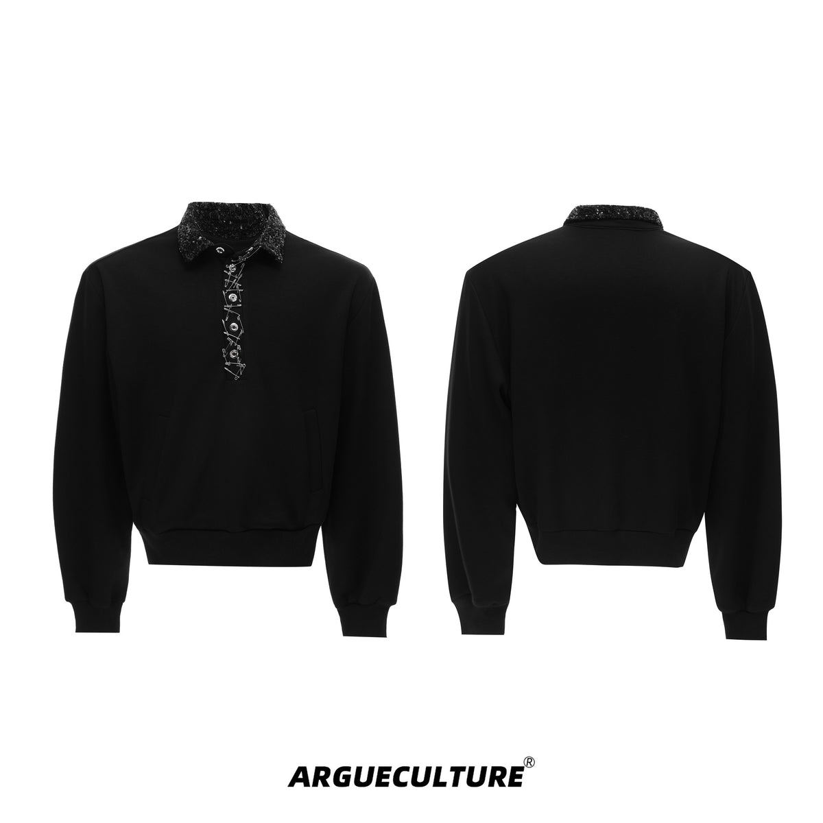 Sequined Lapel Polo Sweatshirt - product image 5