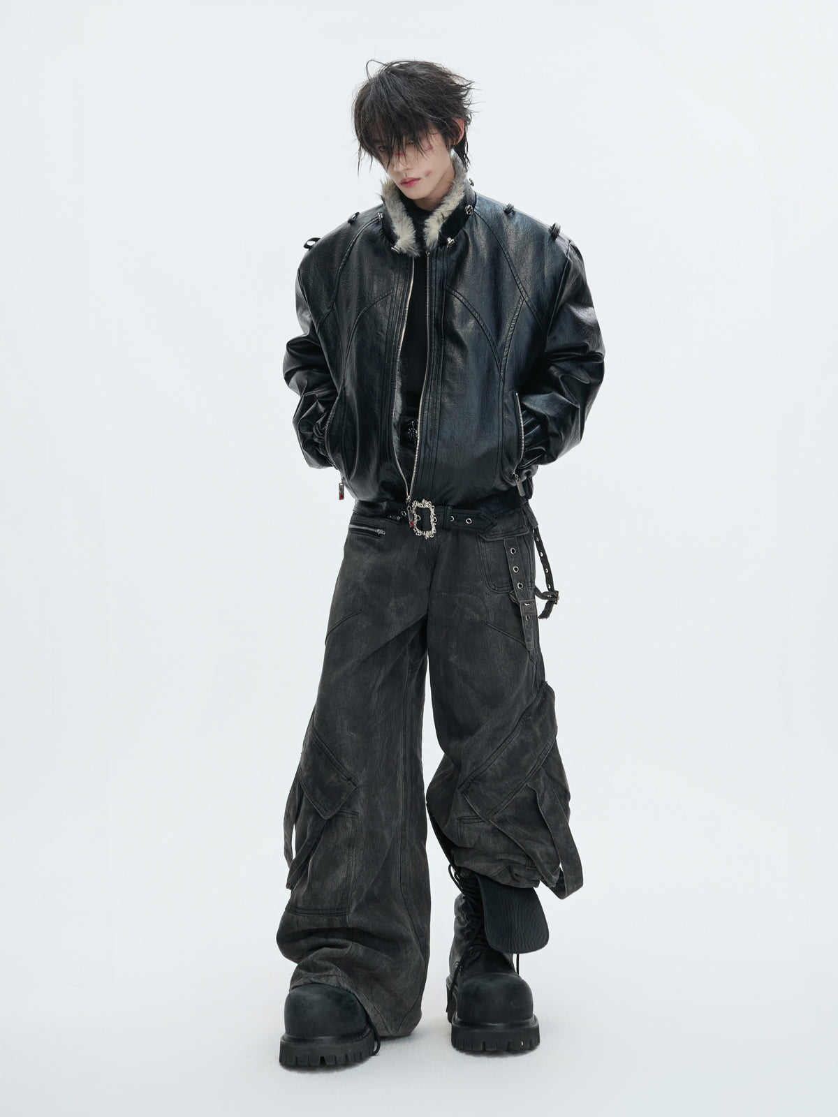 Washed Gray Pocket Utility Jeans - product image 4