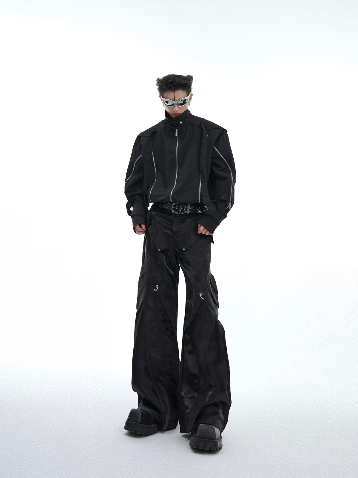 Deconstructed Liquid-Gloss Wide-Leg Pants - product image 5
