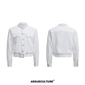 Pearl-Trimmed Collarless Utility Suit - product image 5