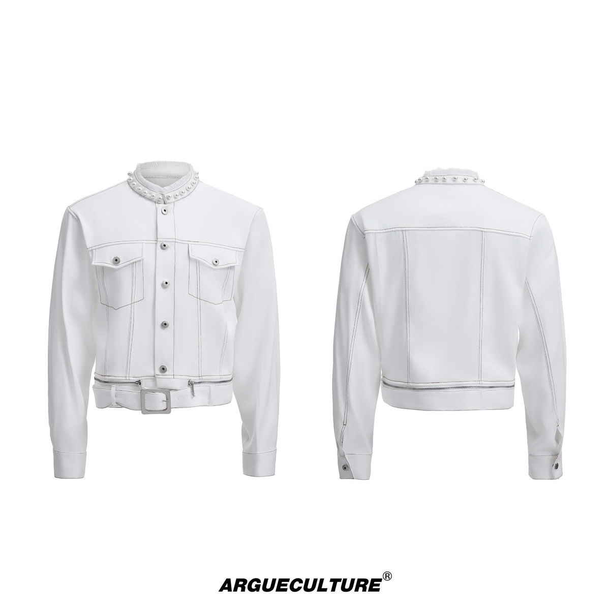 Pearl-Trimmed Collarless Utility Suit - product image 5