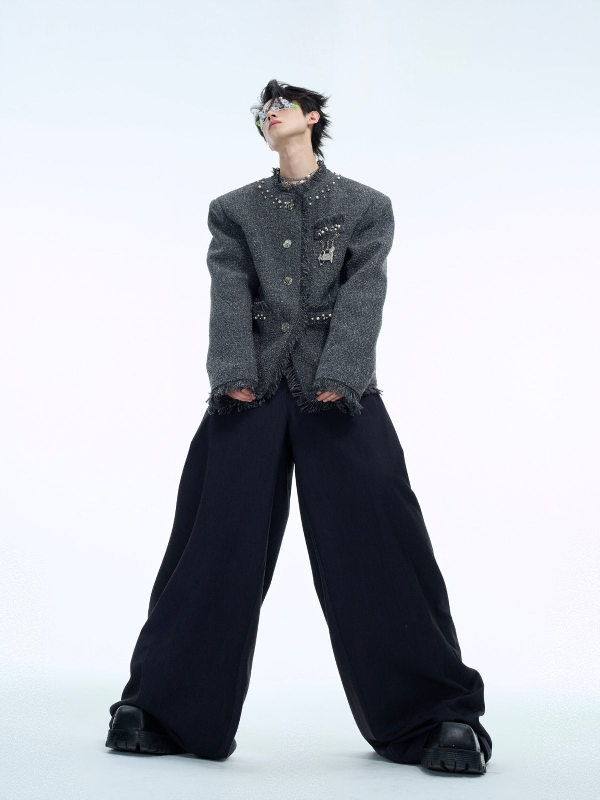 Pearl-Embellished Cropped Textured Jacket - product image 5