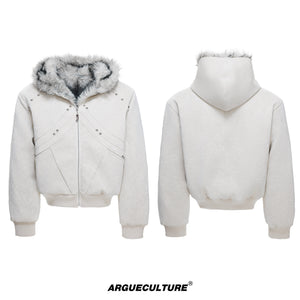 Crocodile-Texture Faux Leather Hooded Jacket - product image 5