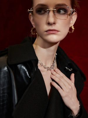 Adjustable Layered Zircon Collarbone Necklace - product image 3