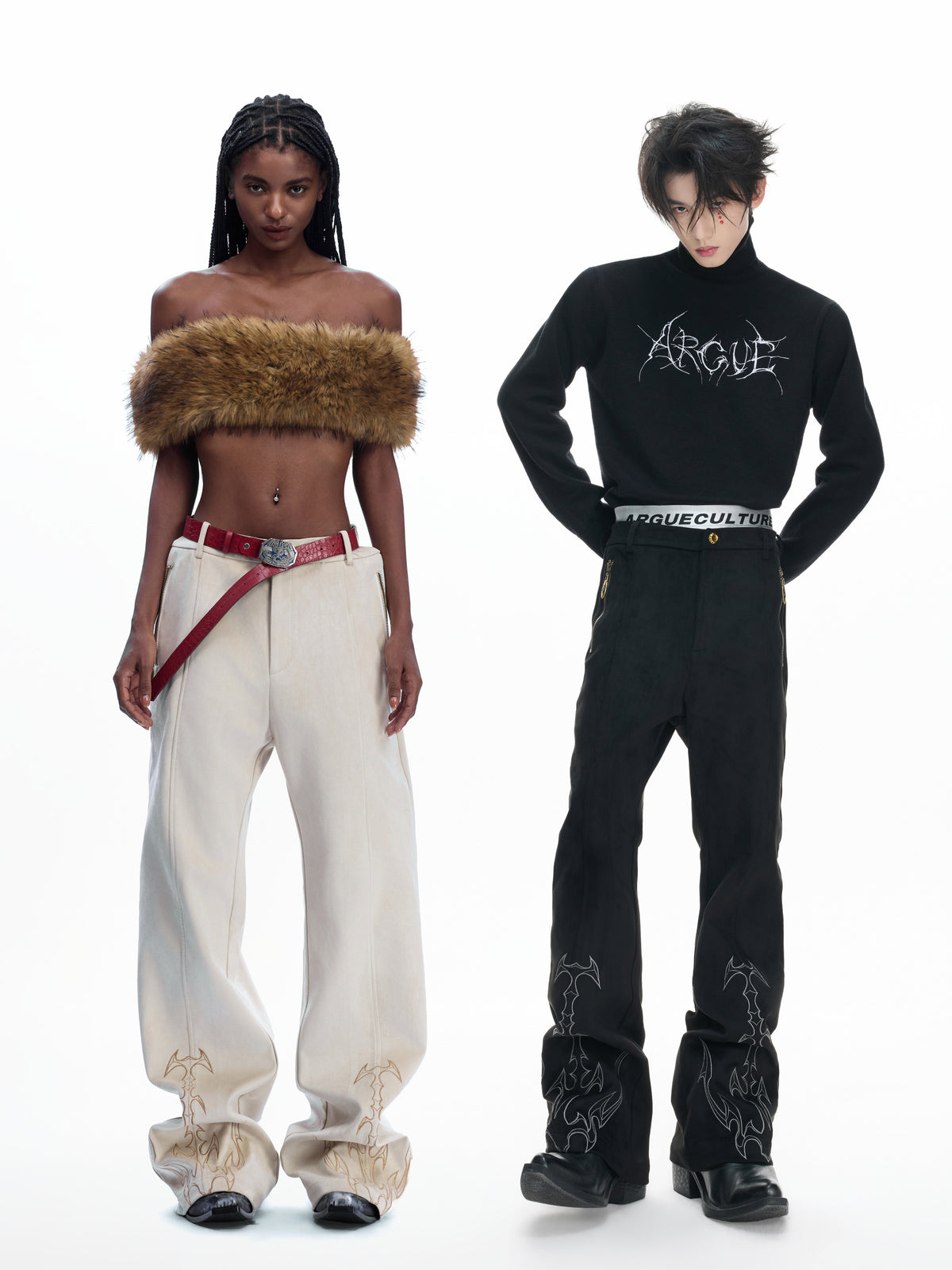 Embroidered Suede Straight-Leg Trousers - product image 5