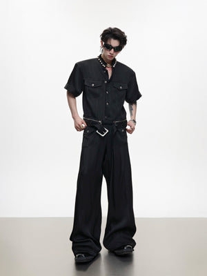 Pearl-Trimmed Distressed Denim Separates - product image 1