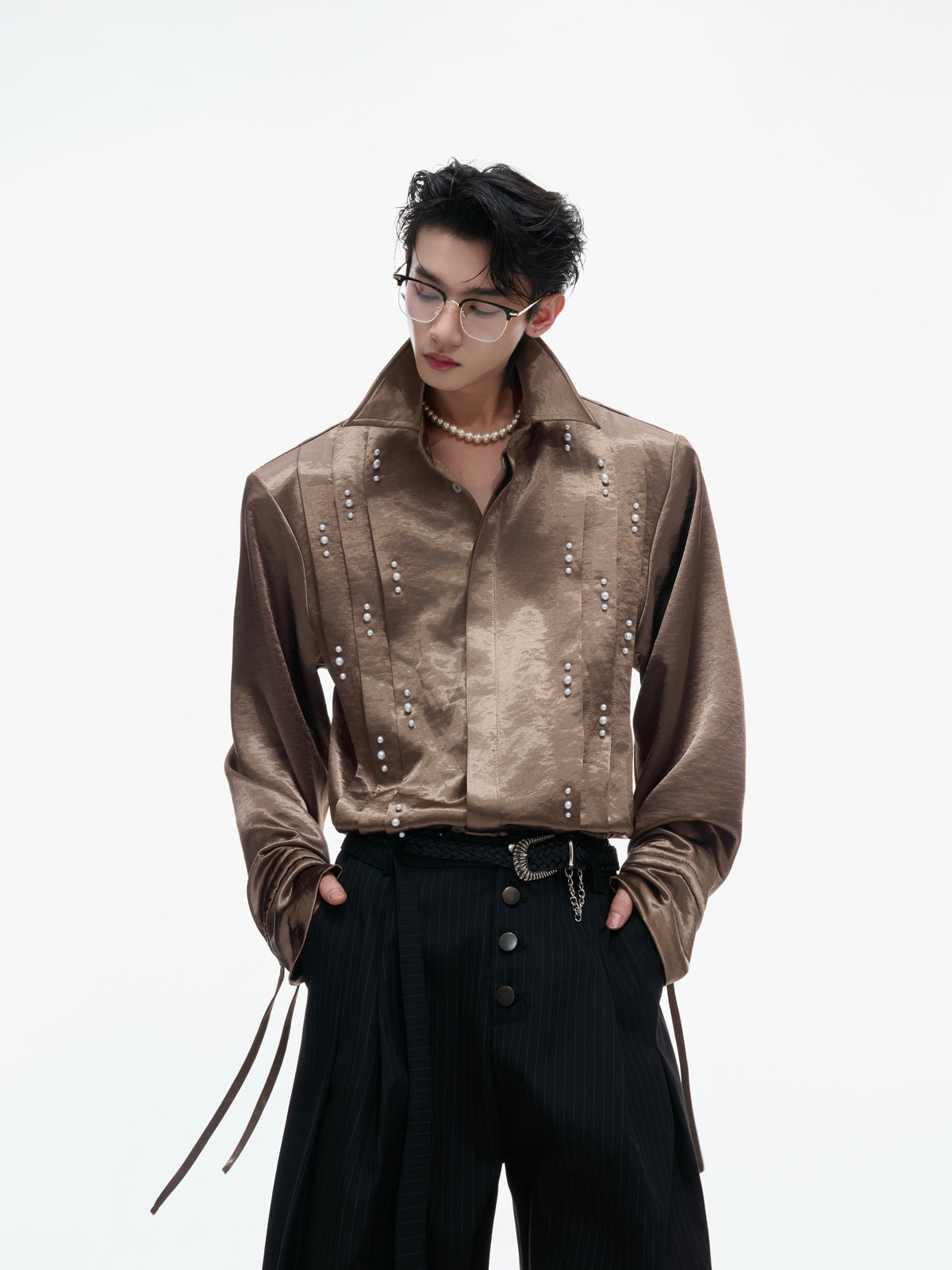 Pearl-Trimmed Cotton Tie Shirt - product image 2