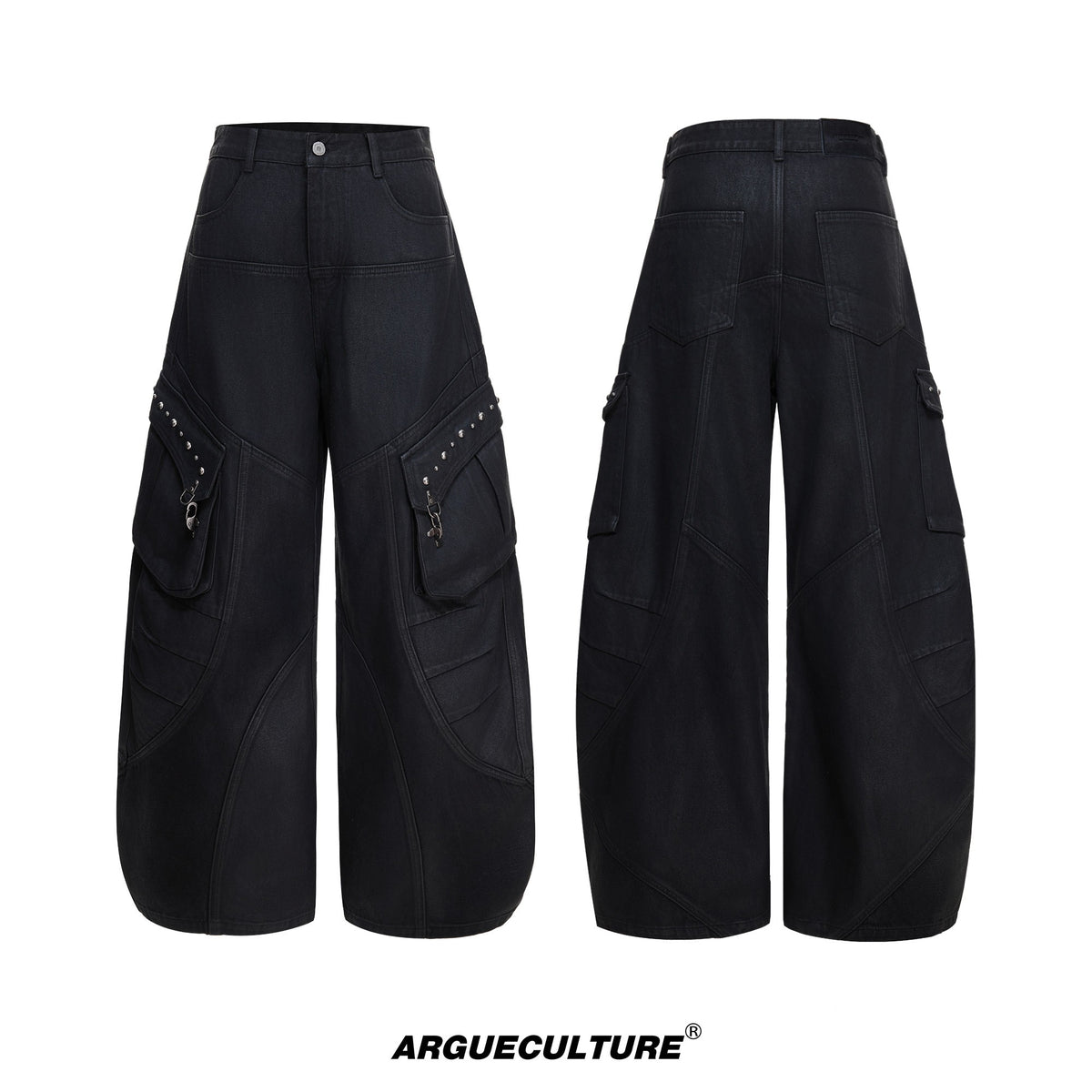 Waxed Black Multi-Pocket Cargo Jeans - product image 5