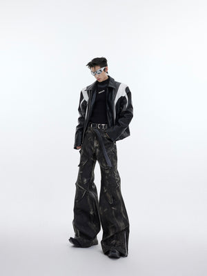 Distressed PU Flare Pants - product image 3