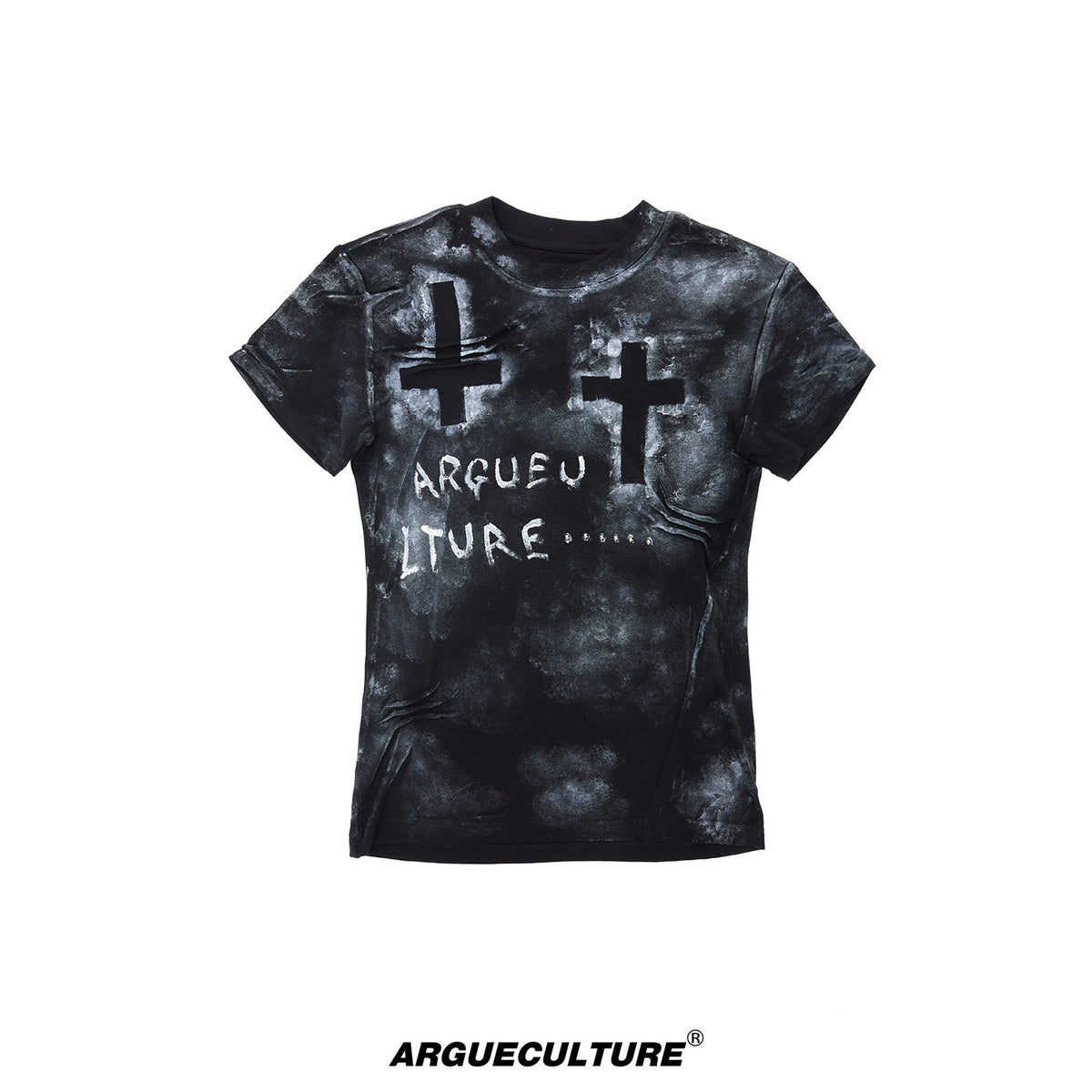 Distressed Cross Graphic Fitted T-Shirt - product image 5