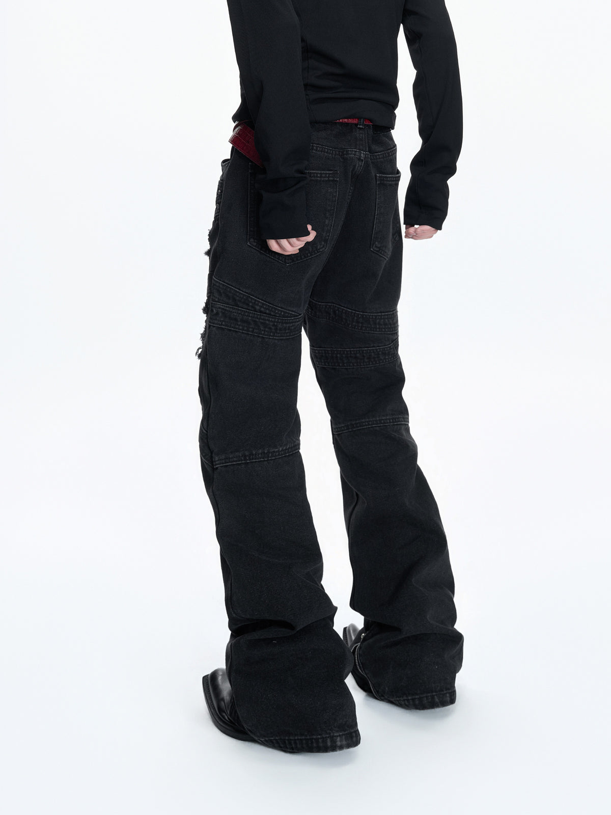 Washed Black Rivet Flare Jeans - product image 3