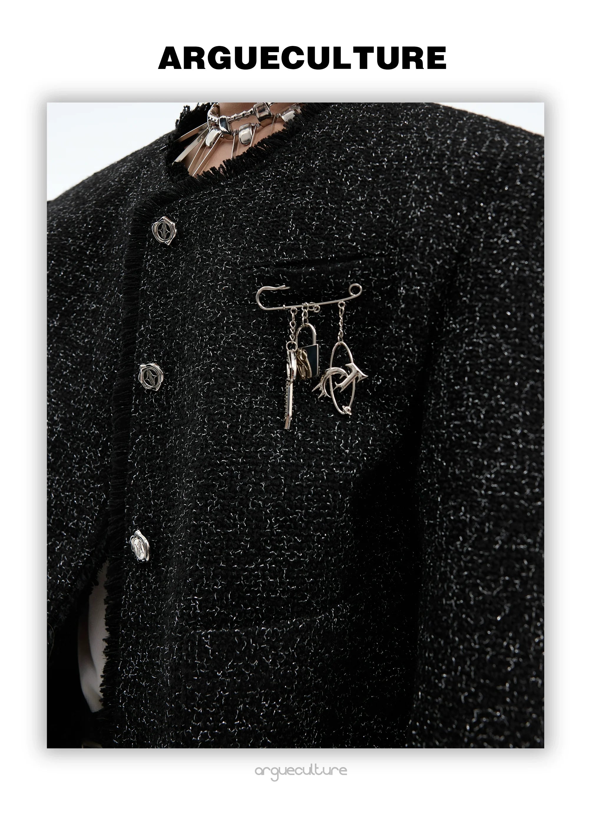Luxury Short Tweed Jacket with Metallic Details and Fringe Trim ¡§C High Fashion - ArgueCulture