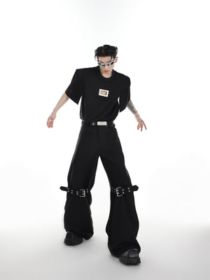 Black High-Rise Tie-Detail Trousers - product image 5