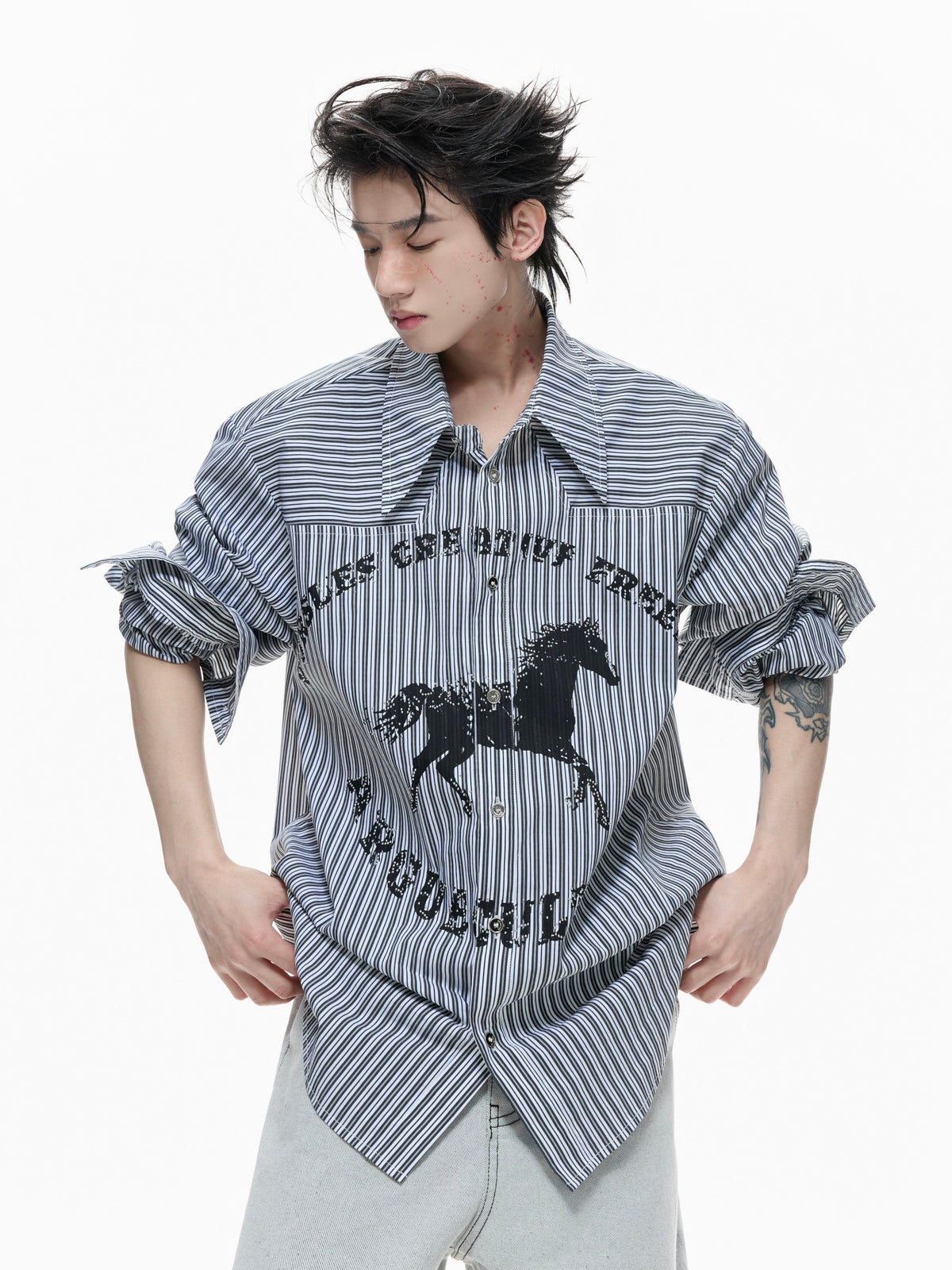 Rhinestone Studded Stripe Shirt - product image 1