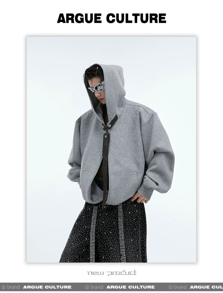 Rhinestone Hoodie with Detachable Tie for Men and Women - ArgueCulture