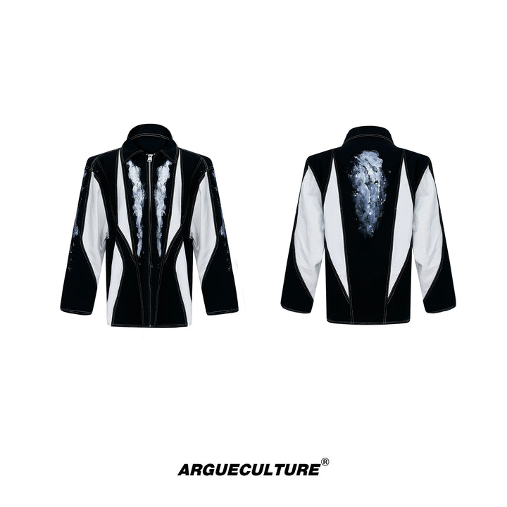 Deconstructed Color-Block Ink-Dye Shirt with Detachable Shoulder Pads - ArgueCulture