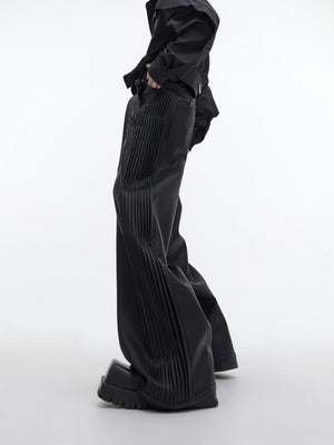 Matte PU Pleated Straight-Leg Pants - product image 5