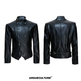 Asymmetric Red PU Leather Biker Jacket - product image 5