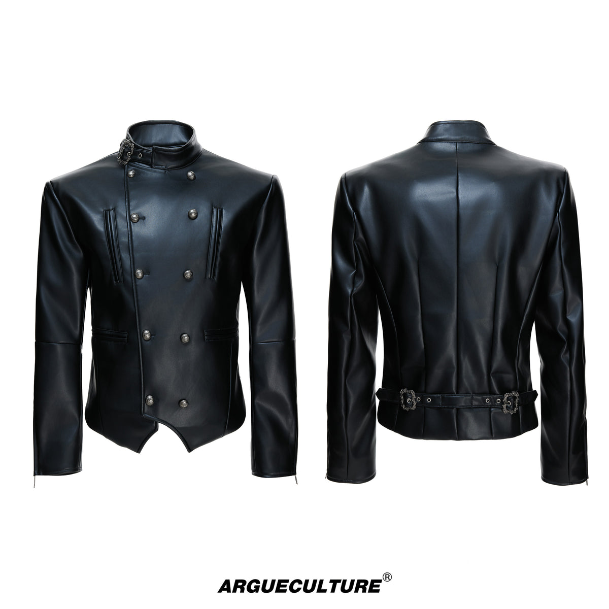 Asymmetric Red PU Leather Biker Jacket - product image 5