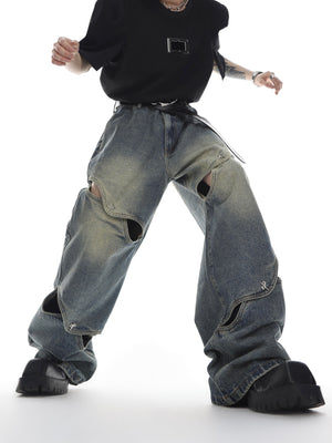 Cutout Washed Straight-Leg Jeans - product image 4