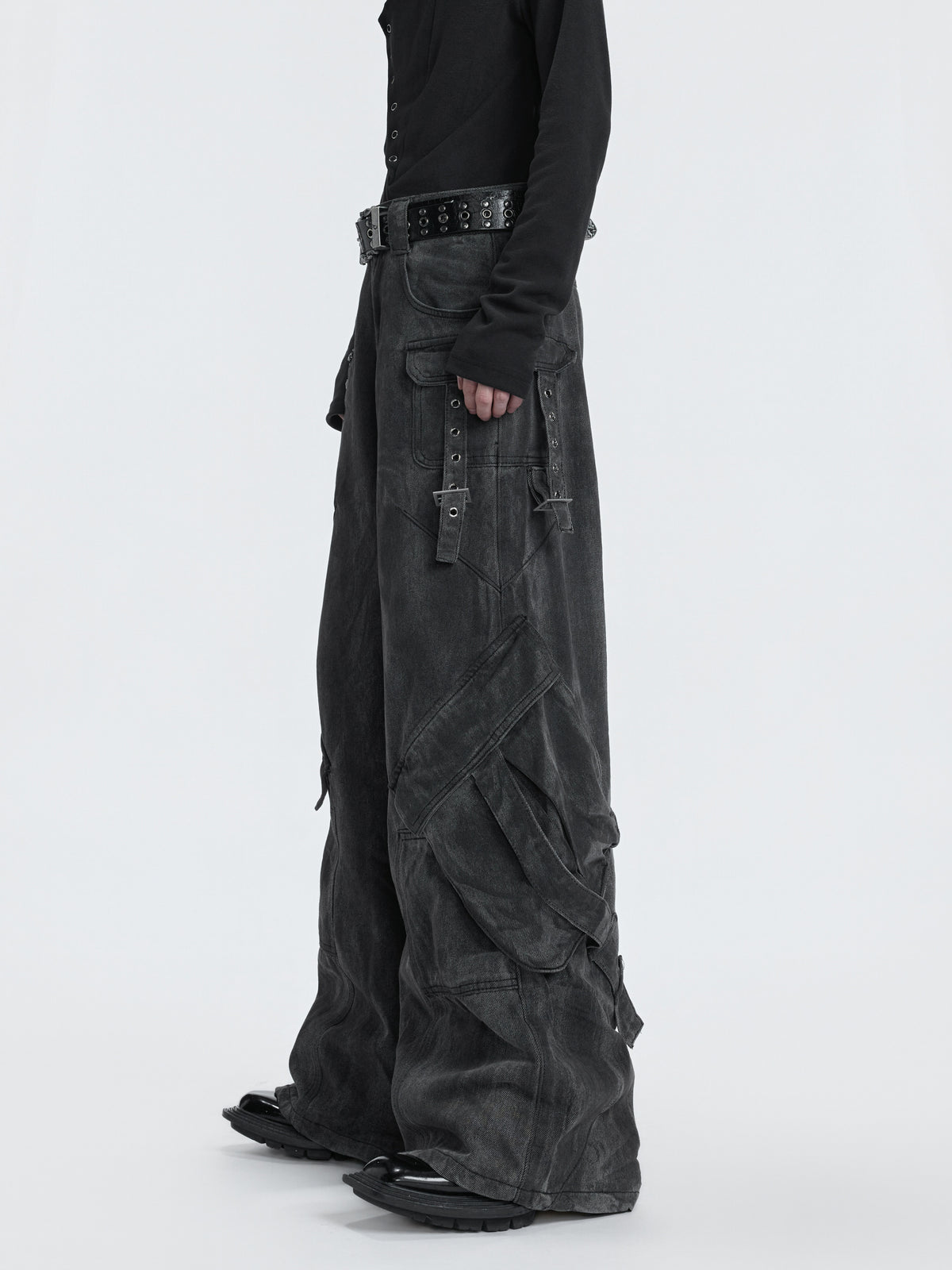 Washed Gray Pocket Utility Jeans - product image 3