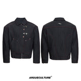 Black Raw Denim Aircraft-Buckle Jacket - product image 5