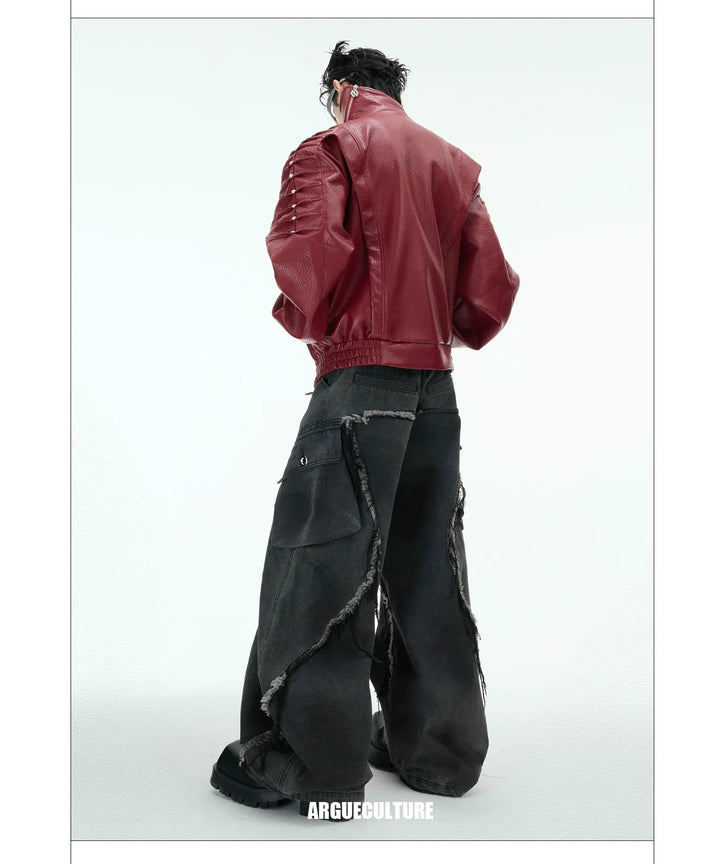 Vintage Fringe Blade-Cut Loose Fit Denim Pants – Streetwear Fashion - ArgueCulture