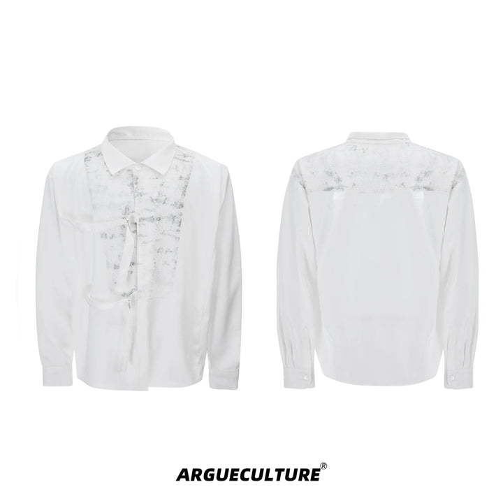 Deconstructed Ink Wash Long Sleeve Shirt Unique Design Unisex - ArgueCulture