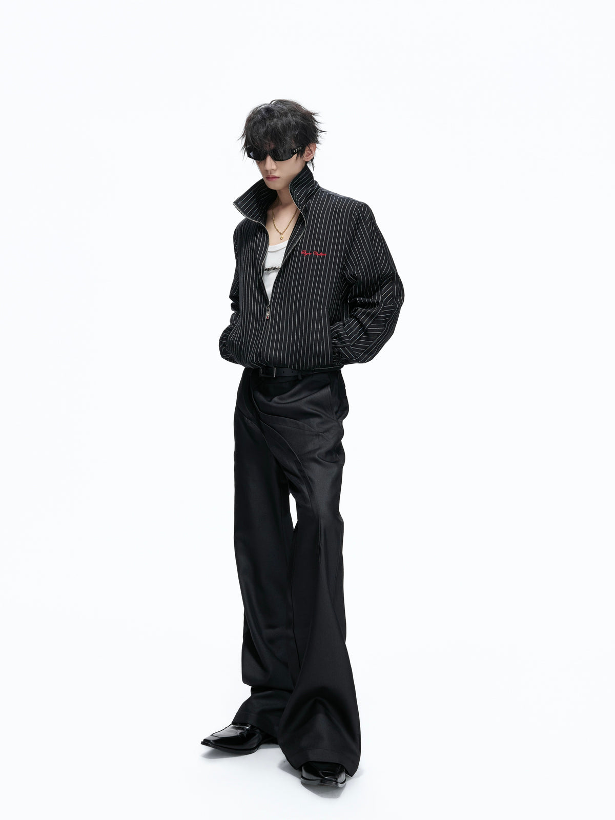 Striped Leopard-Lined Stand-Collar Jacket - product image 4