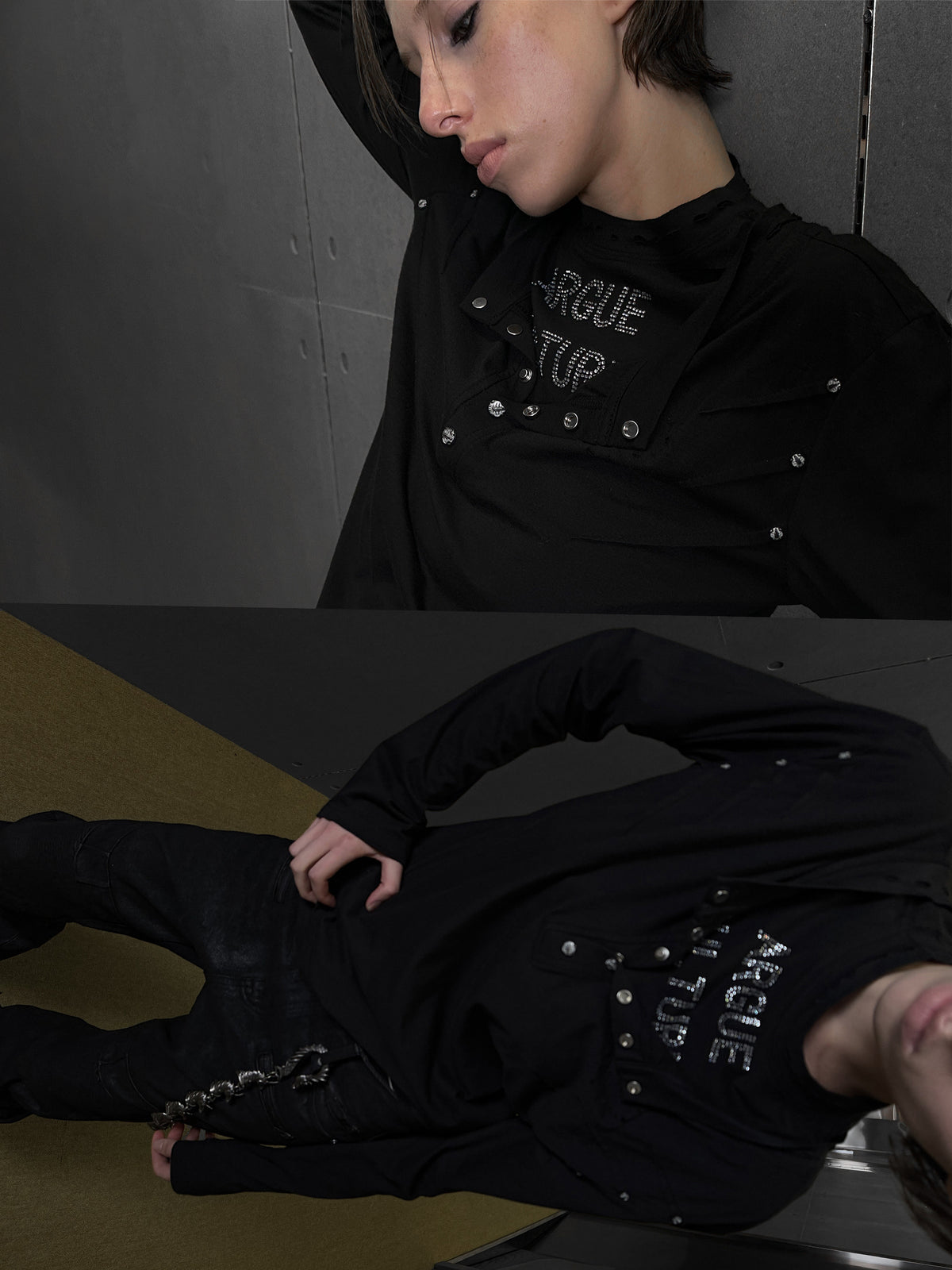 Distressed Double-Collar Henley Top - product image 2