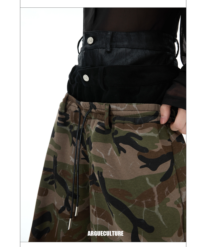 Vintage Camo Triple-Waistband Wide-Leg Cargo Pants – Streetwear Utility Fashion - ArgueCulture