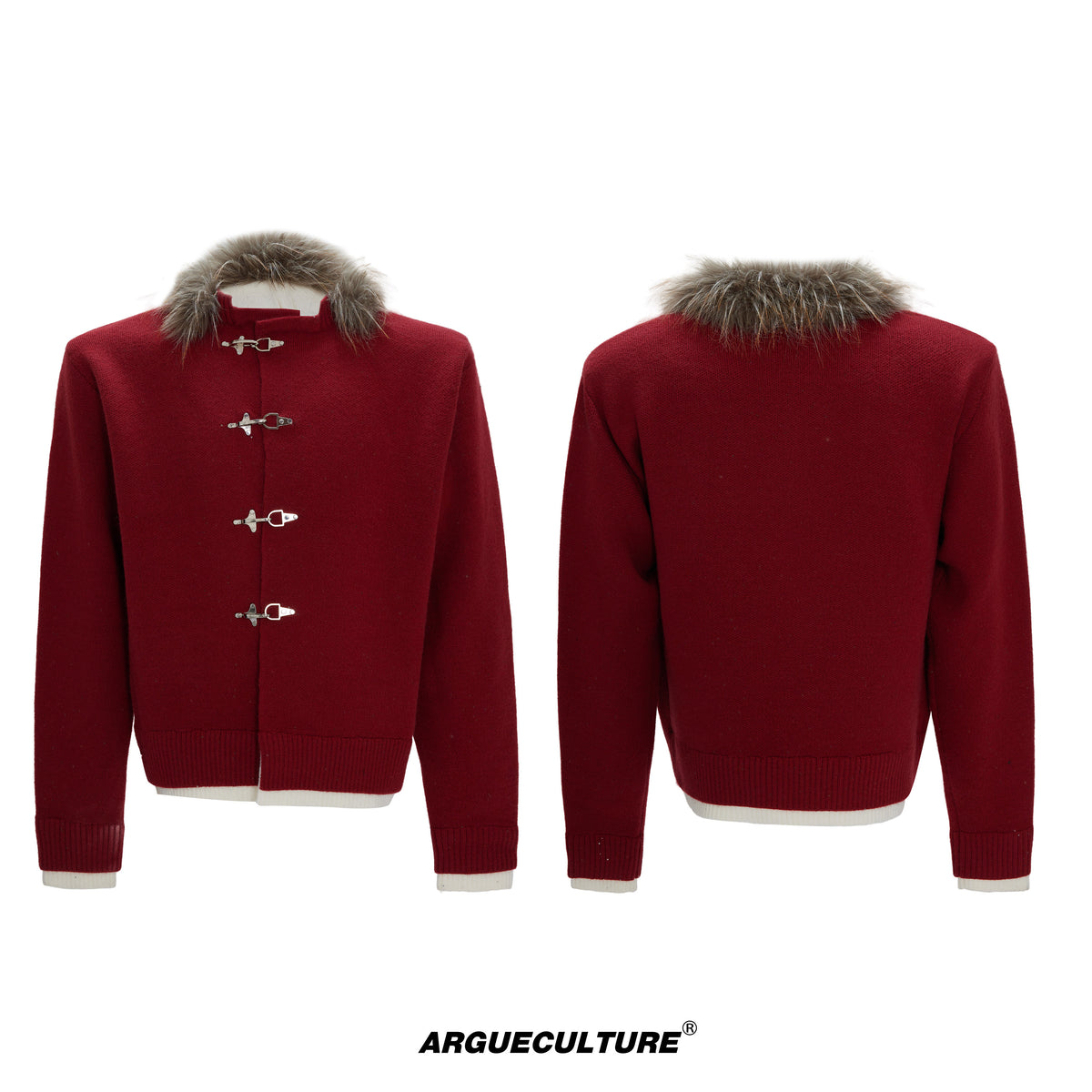 Shimmer Knit Cardigan with Fur Collar - product image 5