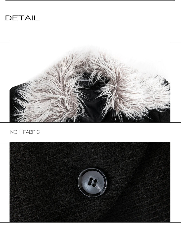 Detachable Fur Collar Double-Breasted Suit Jacket for Men - ArgueCulture