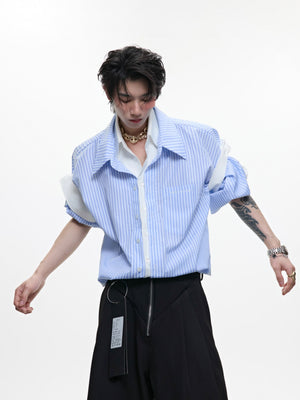 Layered Striped Short-Sleeve Shirt - product image 1