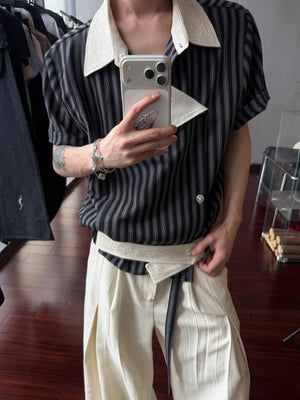 Asymmetric Embroidered Striped Shirt - product image 4