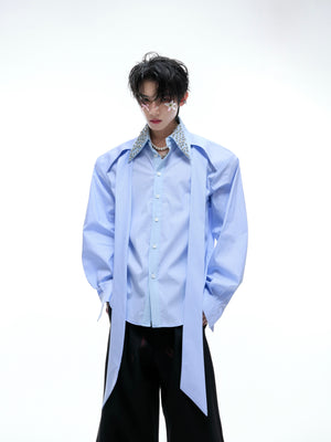 Rhinestone Contrast Streamer Shirt - product image 2