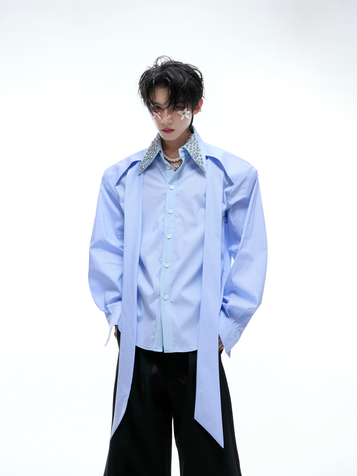 Rhinestone Contrast Streamer Shirt - product image 2