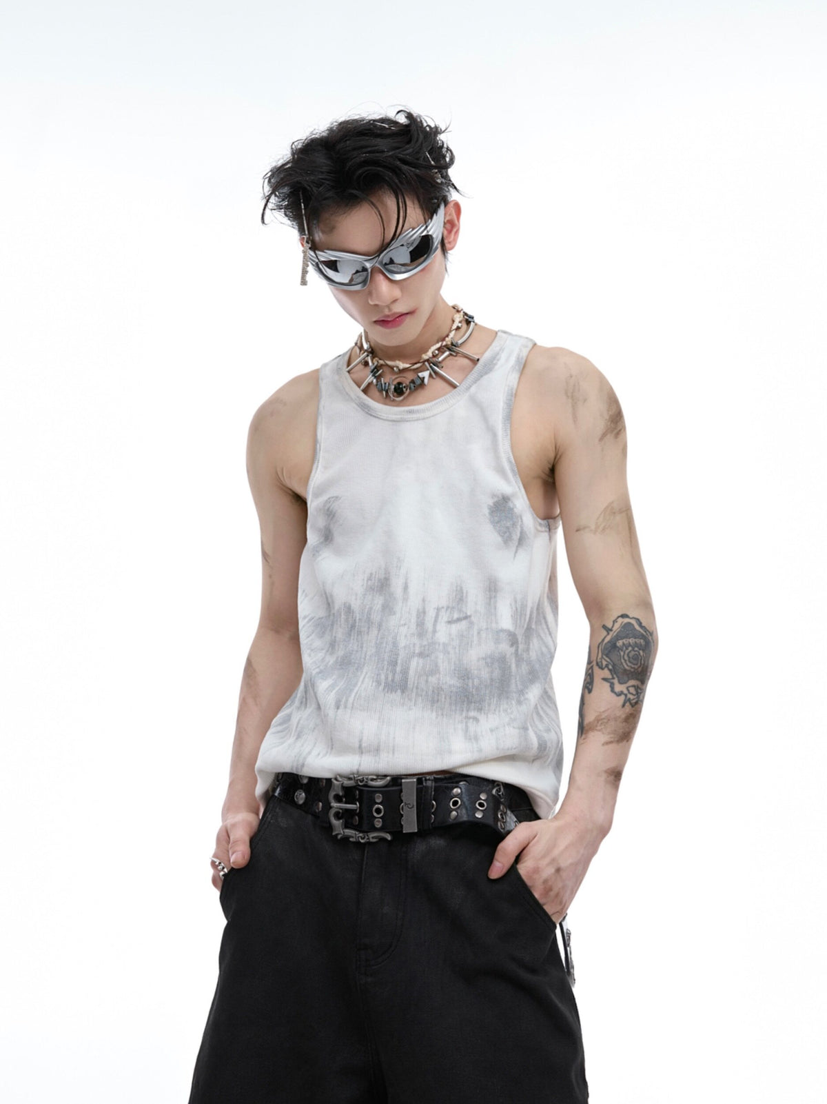 Distressed Ribbed Tank Vest - product image 1