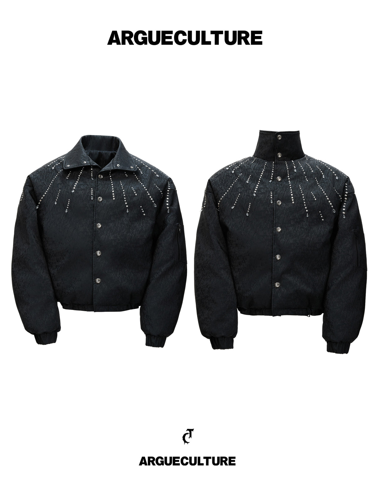 Black Rhinestone Cropped PU Jacket - product image 2