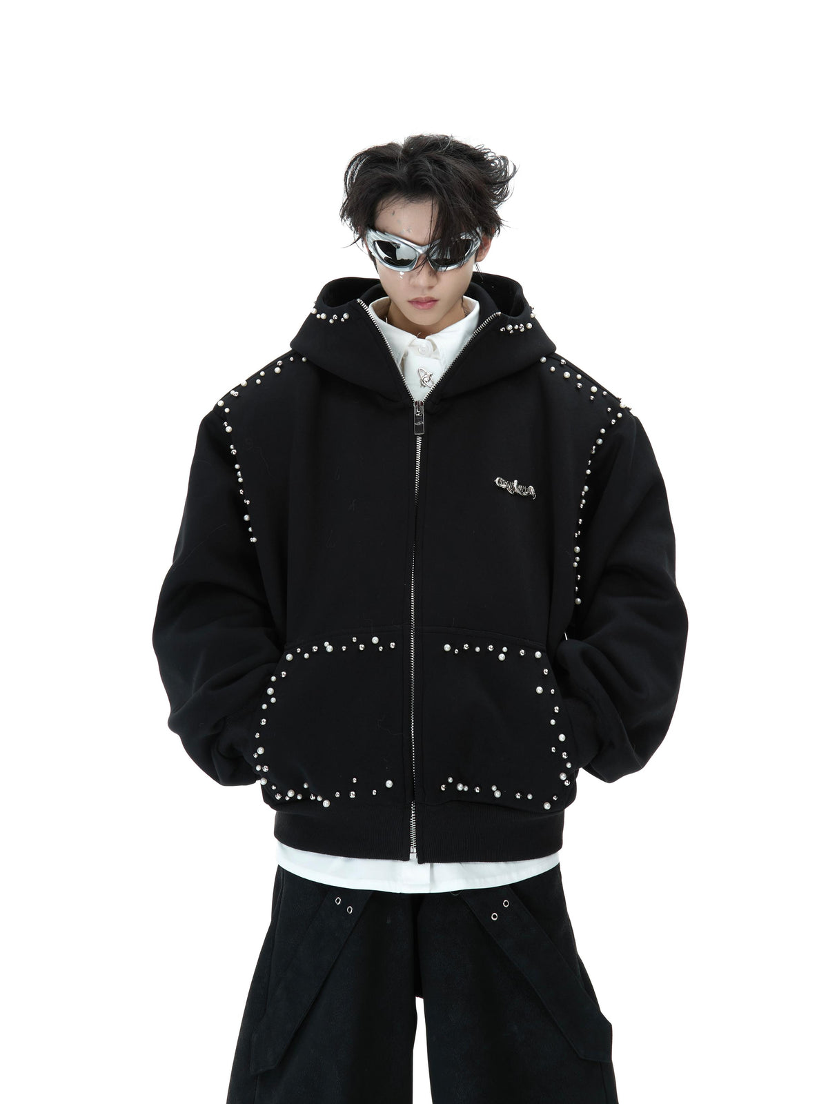 Pearl-Trim Zip Hoodie Jacket - product image 2