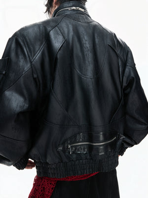 Deconstructed Faux Leather Jacket - product image 5