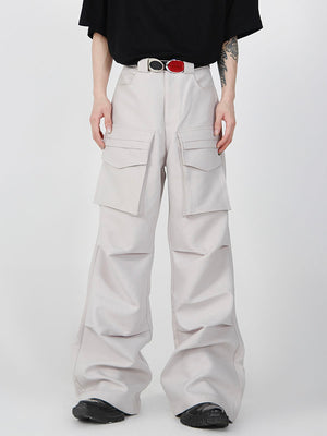 Pleated Wide-Leg Cargo Pants - product image 1
