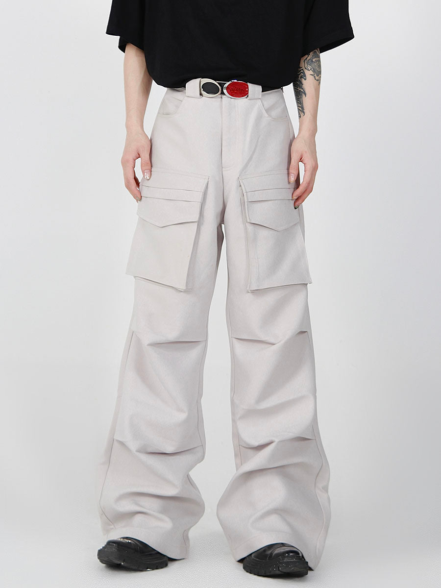 Pleated Wide-Leg Cargo Pants - product image 1
